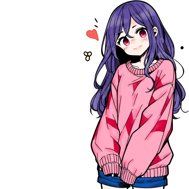 manga teen girl  in a sweater and baggy pants