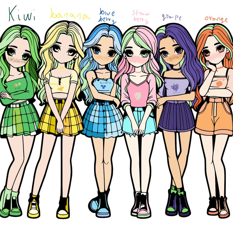 a group of girls realistic