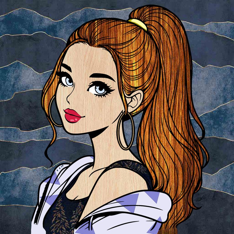 realistic girl with a high ponytail