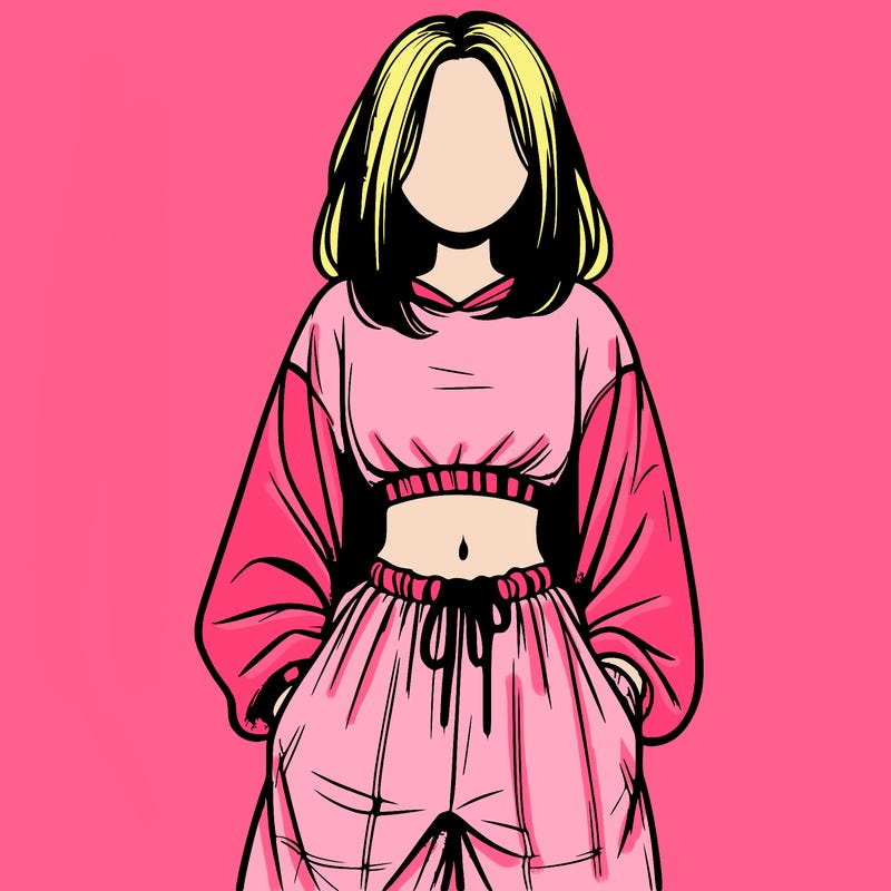 realistic girl faceless with baggy pants and a crop top
