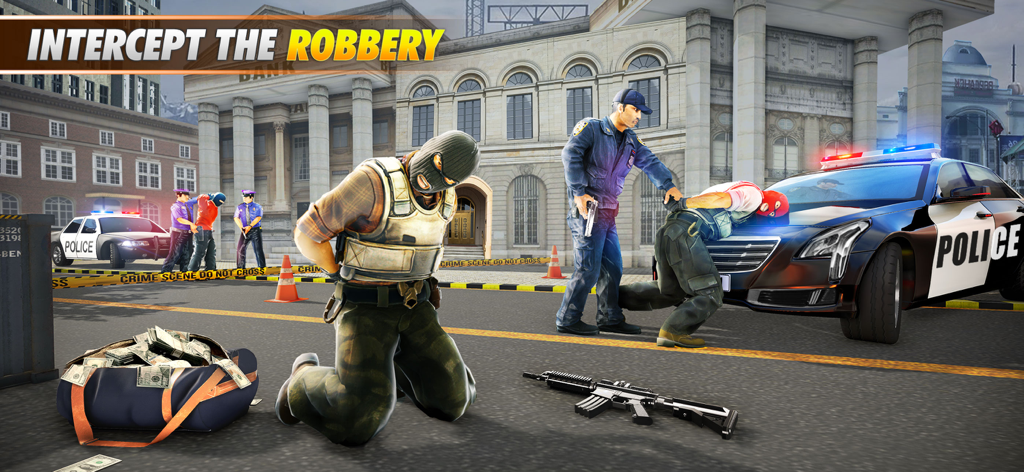 Sniper Ops: Gun Shooting Games - Police arresting masked criminals after a bank robbery in Sniper Ops game