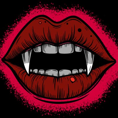 lips with vampire teeth