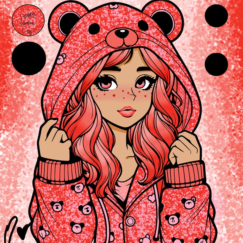 realistic girl in a animal pjs hoodie