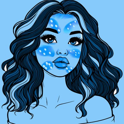 realistic girl with wavy hair and lips