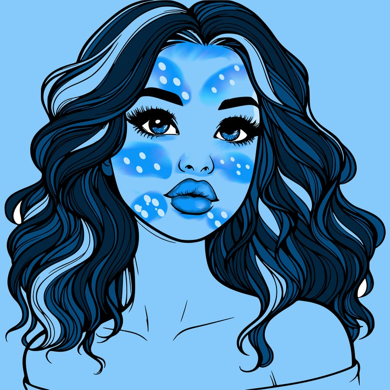 realistic girl with wavy hair and lips