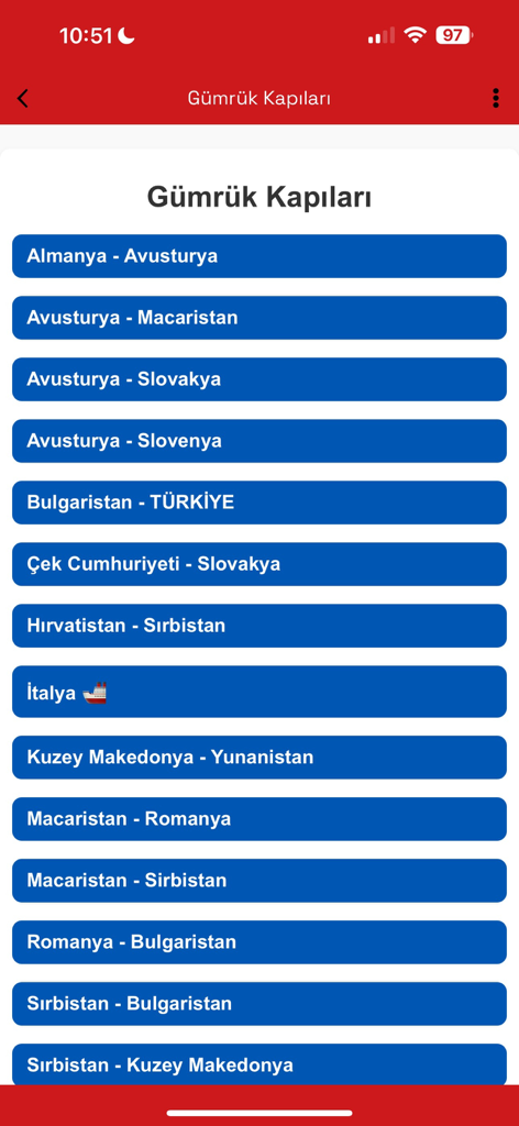 Sıla Yolu Sevenler - Liste des passages frontaliers et des postes de douane dans l'application Sila Yolu Sevenler
