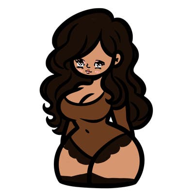 curvy woman with hair