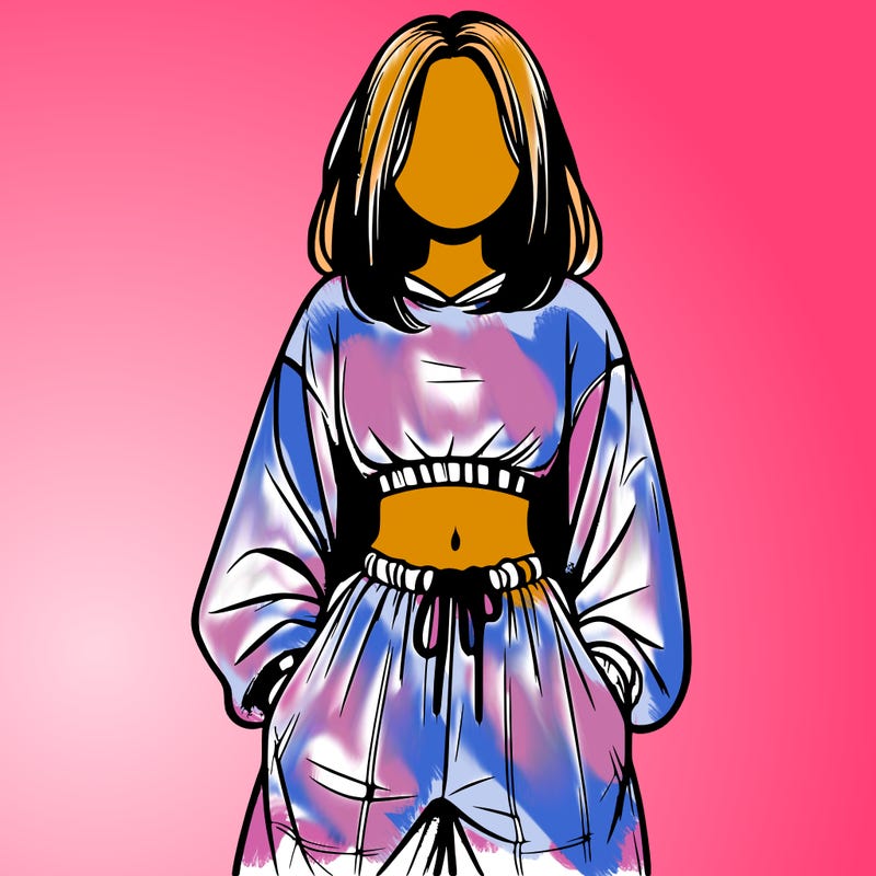 realistic girl faceless with baggy pants and a crop top