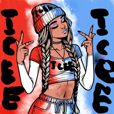 realistic teenage girl with braids and a beanie and crop top doing 🫶🏼