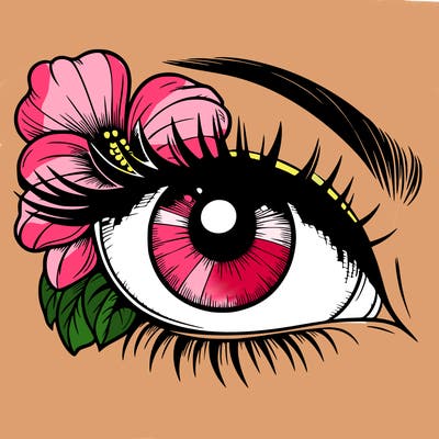 realistic eye with flower