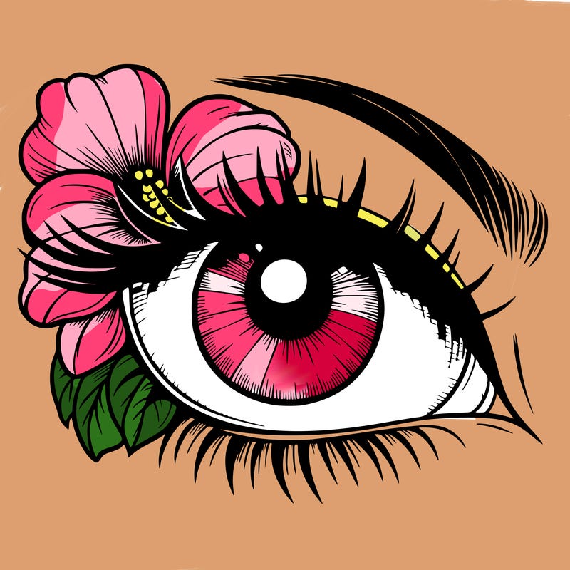 realistic eye with flower