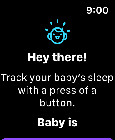 Simple Sleep Timer for Babies - Intro screen of Simple Sleep Timer for Babies on Apple Watch