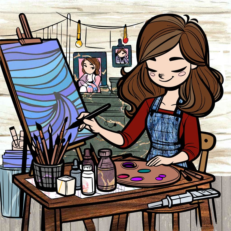 woman artist in workshop