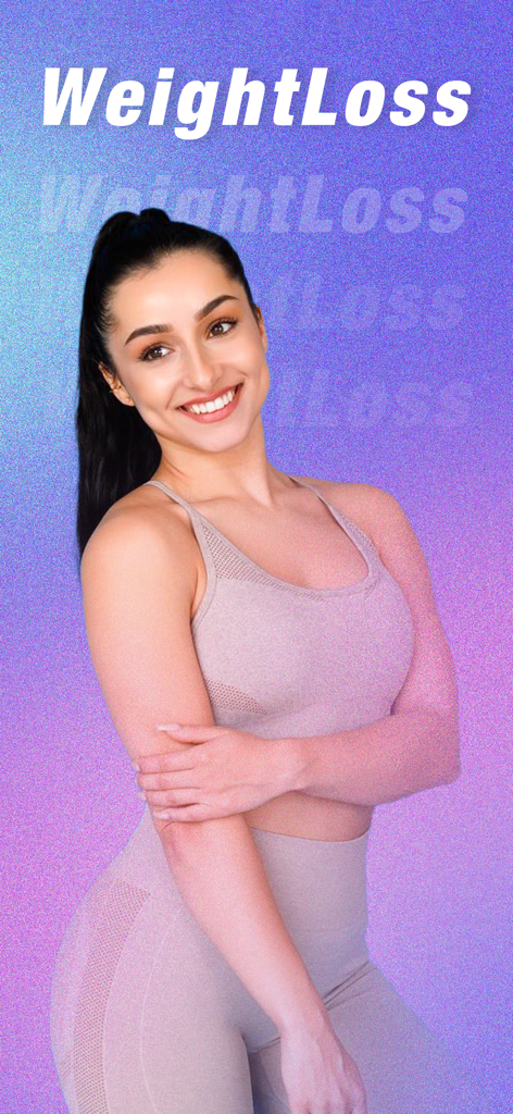 Weight Loss, Workout for Women - Una mujer sonriente con ropa deportiva rosa con el texto Pérdida de peso de fondo