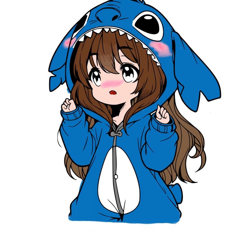 anime girl in a stitch onsie