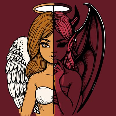 realistic angel half demon