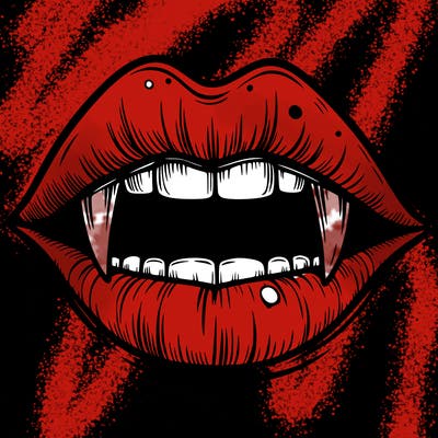 lips with vampire teeth