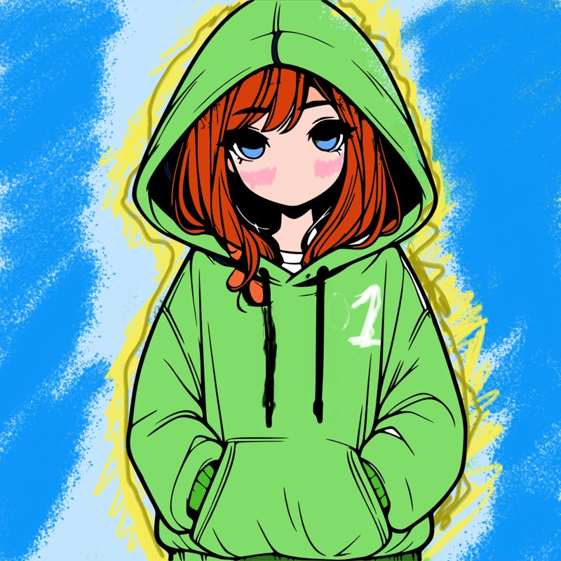 realistic girl with oversized hoodie
