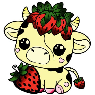 cute strawberry cow
