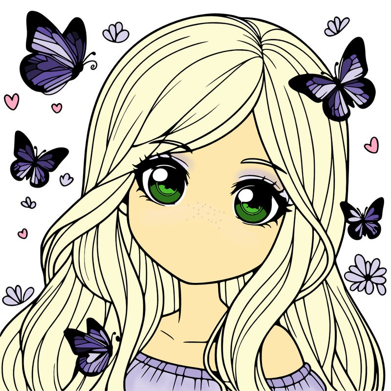 realistic girl with butterflies around her