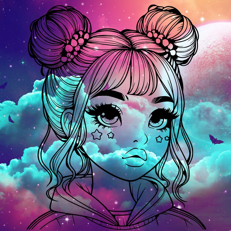 realistic girl with space buns
