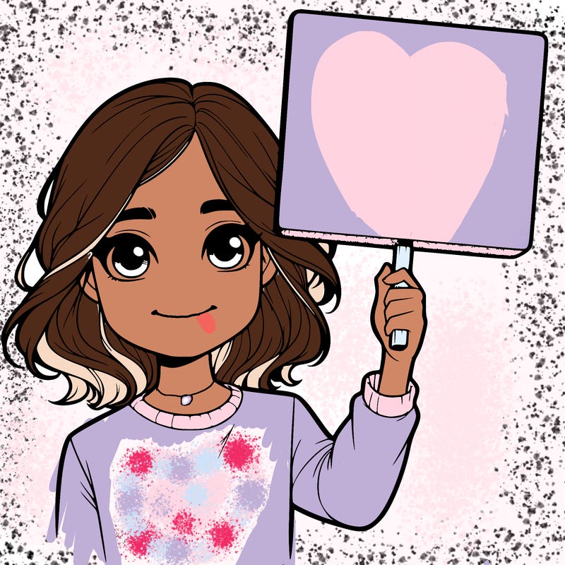 realistic girl holding up a sign