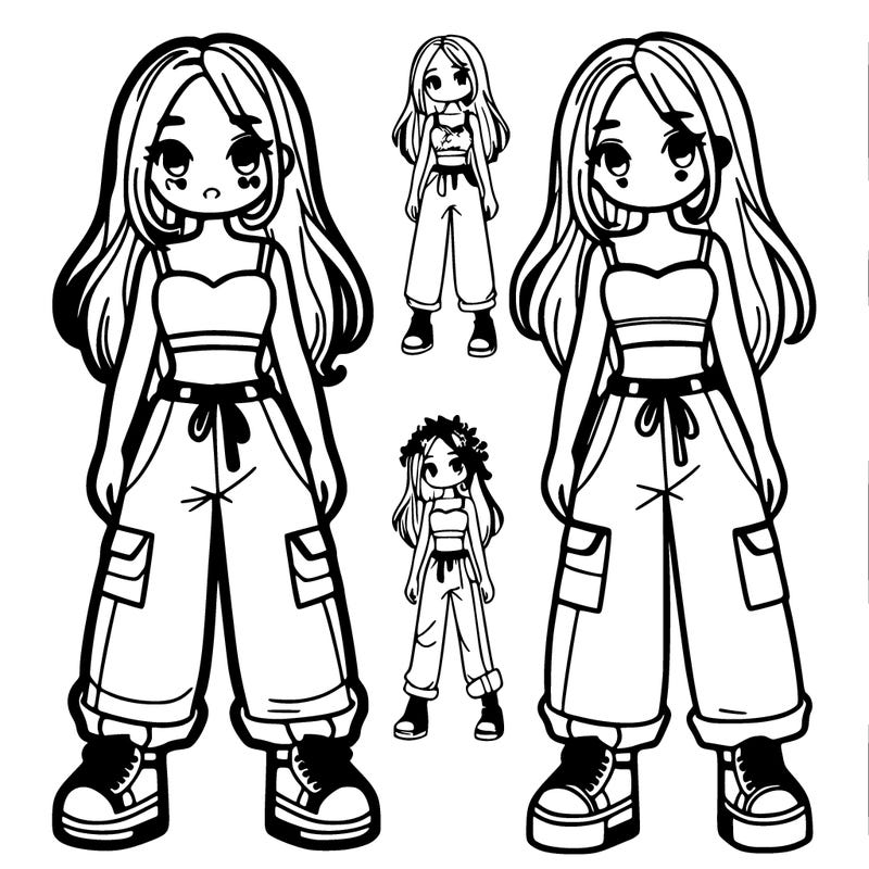 girl with crop top and bagy pants