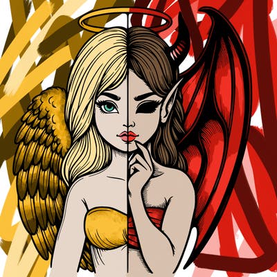 realistic angel half demon