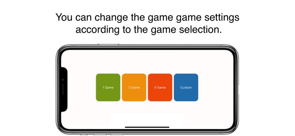 Table tennis score app screen showing match length options for one three five games or custom