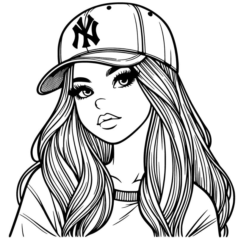 realistic girl wearing yankees hat
