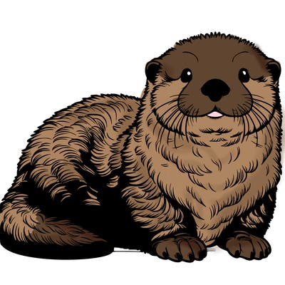 realistic fluffy sea otter