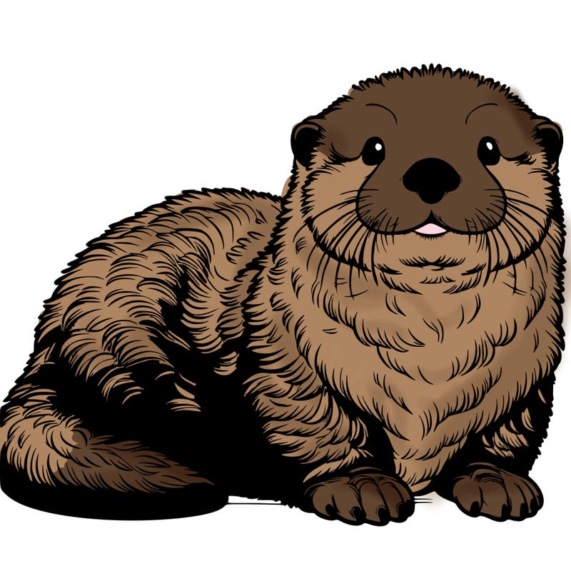 realistic fluffy sea otter