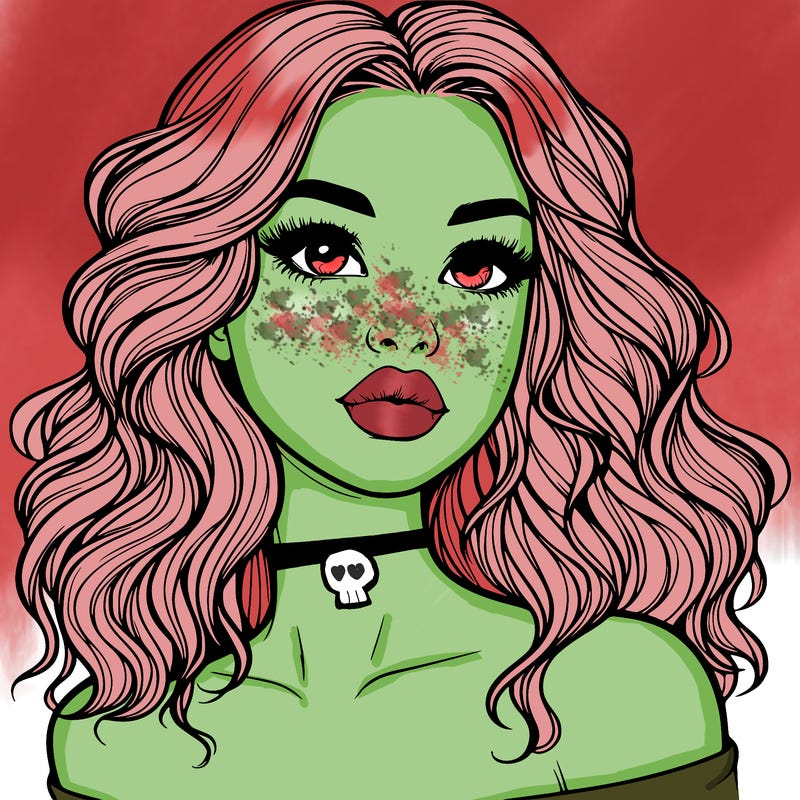 realistic girl with wavy hair and lips