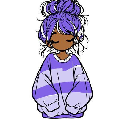girl with baggy sweatshirt and messy bun