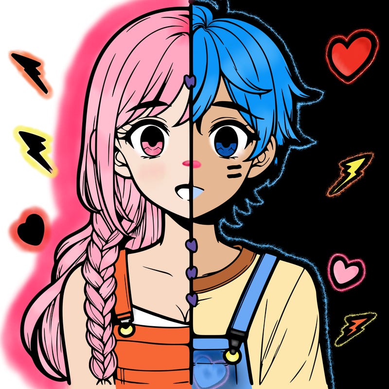 realistic girl boy split