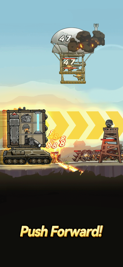 Tank Pack Attack - Un char personnalisé avec des armes organisées attaque des ennemis dans Tank Pack Attack.