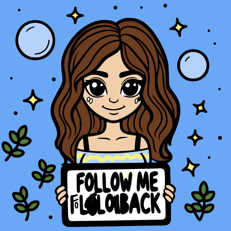 woman with a sign that says follow me i follow back