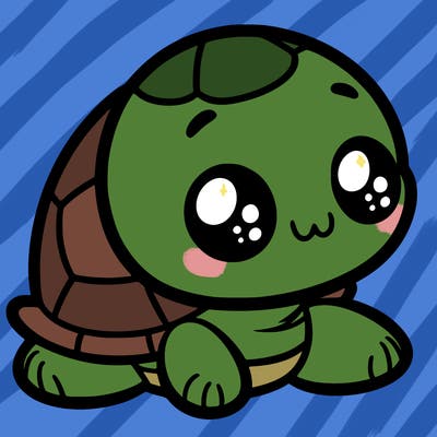 cute little animated turtle