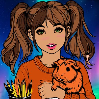 realistic girl holding realistic guinea pig