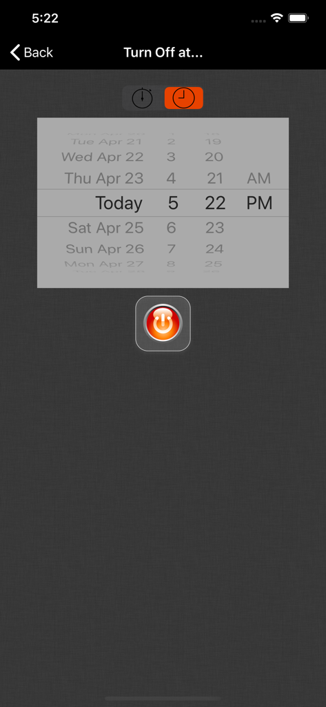 Off Remote Pro - La interfaz de Off Remote Pro para programar el apagado de un ordenador con un selector de fecha y hora