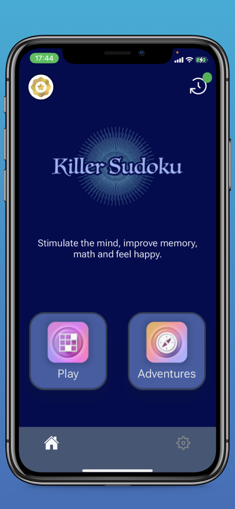 Killer Sudoku by Logic Wiz - Main menu of the Killer Sudoku by Logic Wiz app on a smartphone.