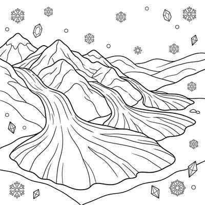 Explore the grandeur of nature with this captivating Piedmont Glaciers coloring page, perfect for young artists. This winter wonderland scene is filled with majestic mountains and flowing ice for endless creative fun.