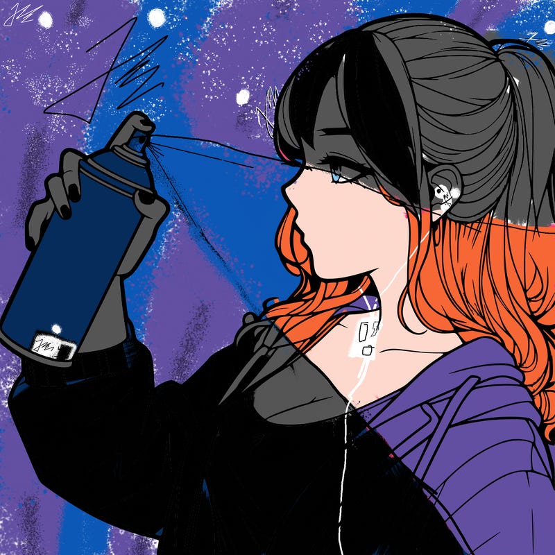 a realistic girl spray, painting