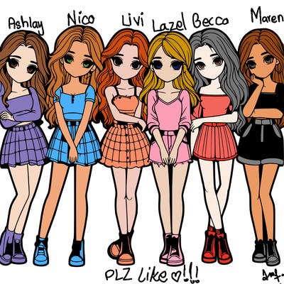 a group of girls realistic