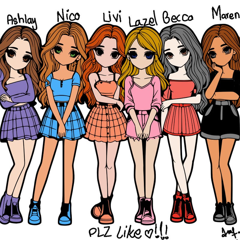 a group of girls realistic