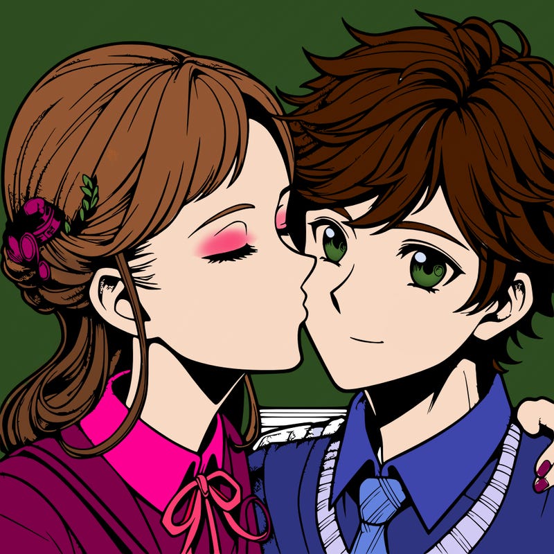 realistic anime girl kissing realistic anime boy