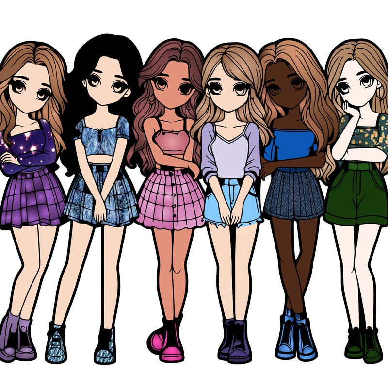 a group of girls realistic