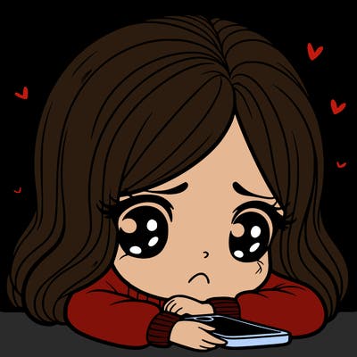 a girl sad on her phone