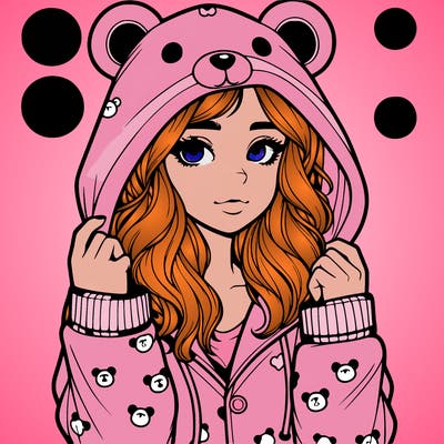 realistic girl in a animal pjs hoodie