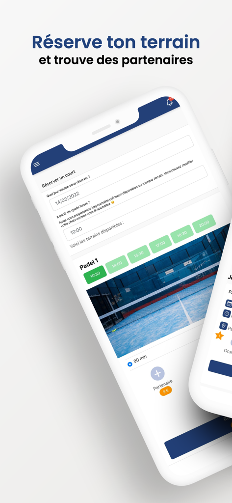 La Pala - La Pala app interface for padel court reservation and finding playing partners